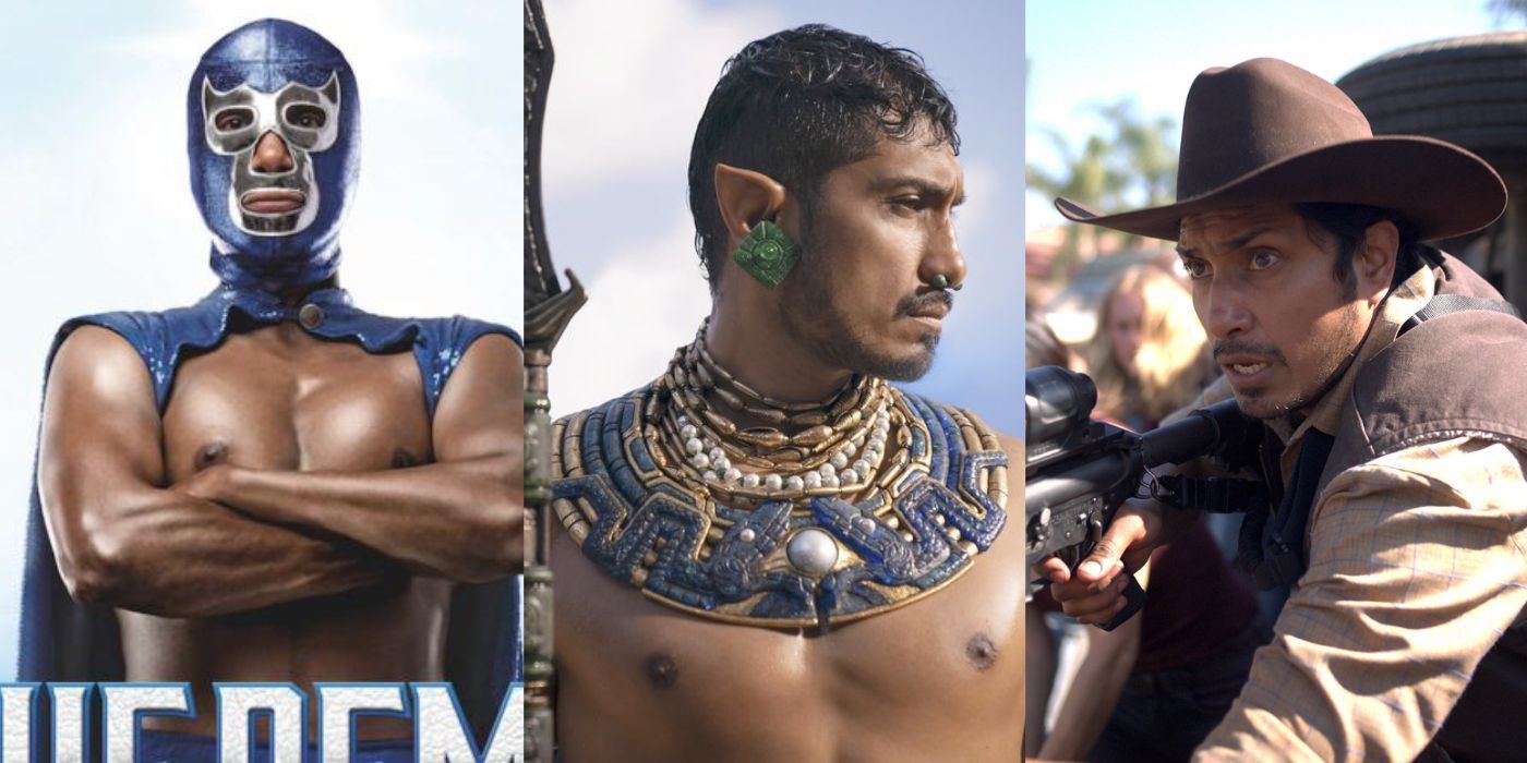 Split iamges of stills from Blue Demon, Wakanda Forever, and The Forever Purge