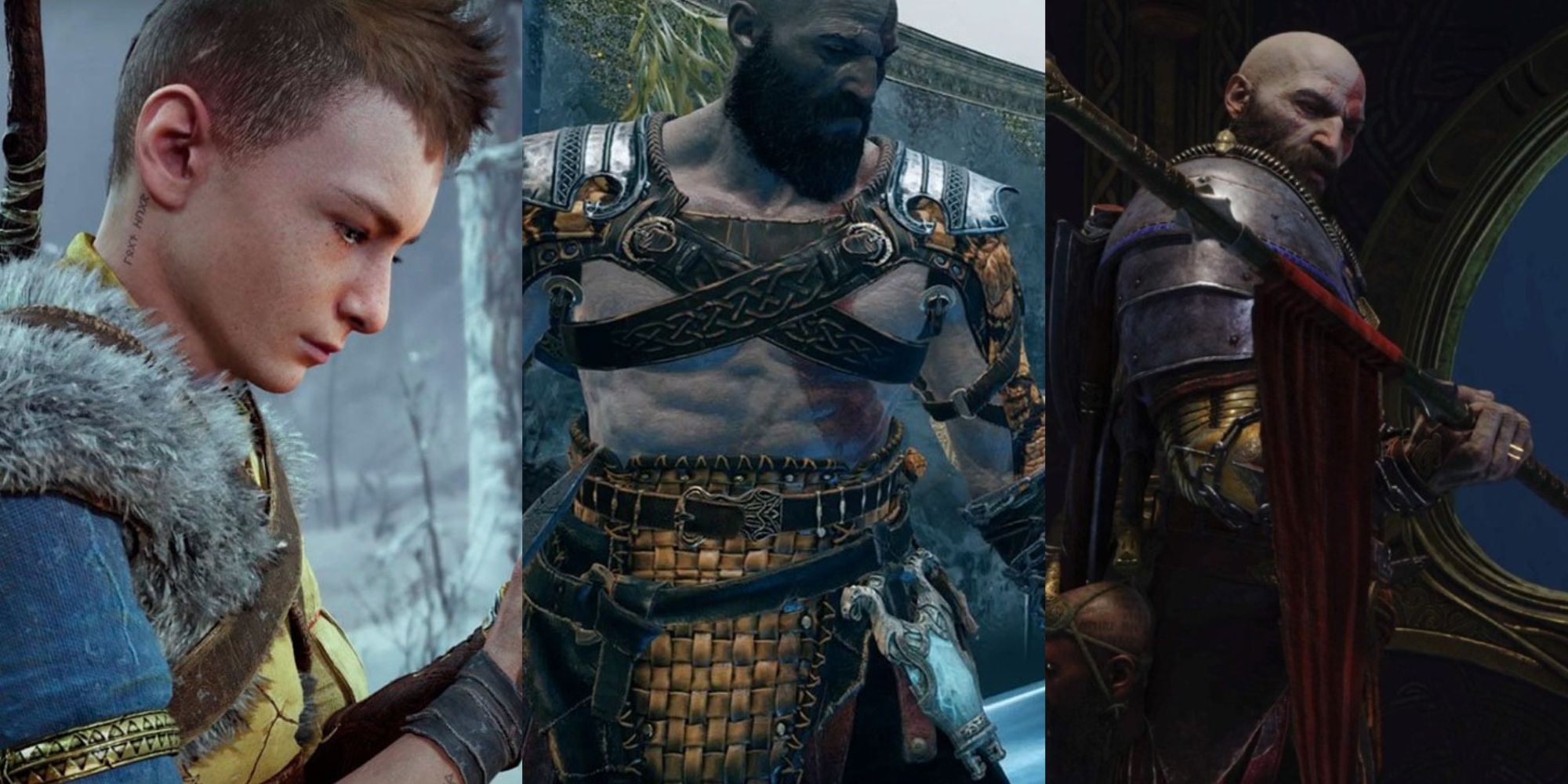 Split image of Atreus, and Kratos in God of War Ragnarok feature