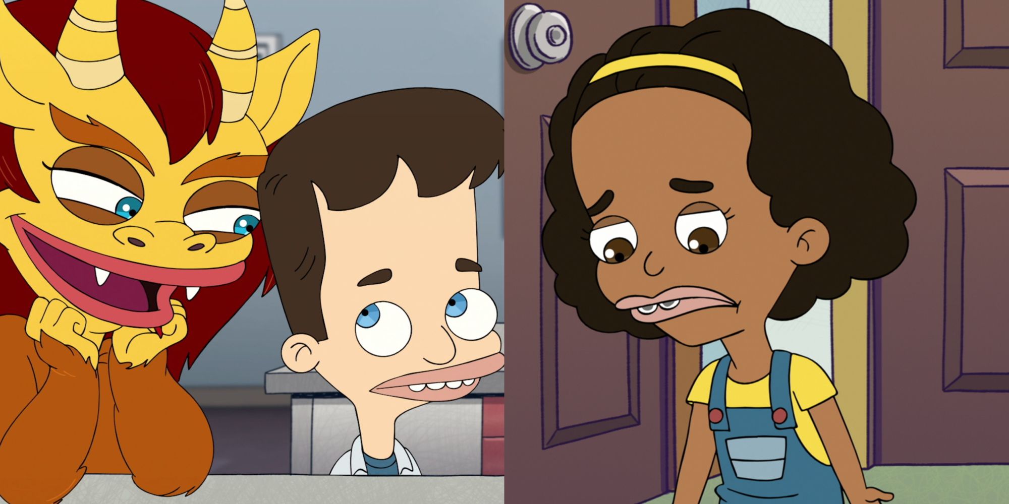 Split image of Big Mouth main characters