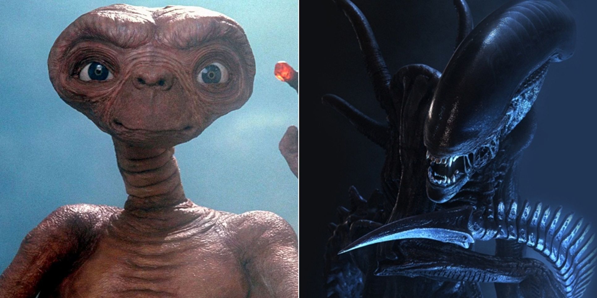 Split image of ET and the xenomorph from Alien