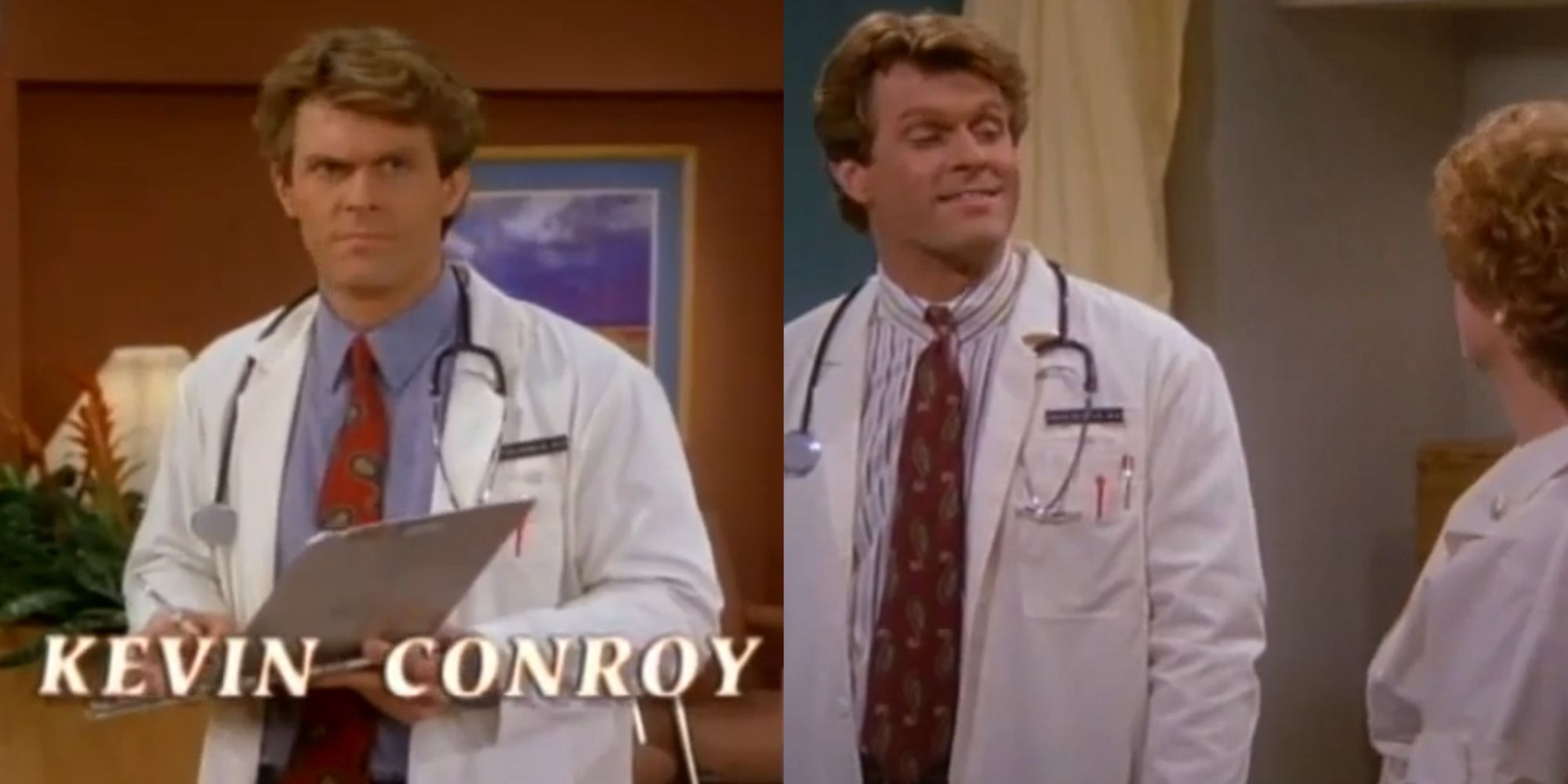 Imagem dividida de Kevin Conroy como Dr. David Dunkle em Rachel Gunn RN