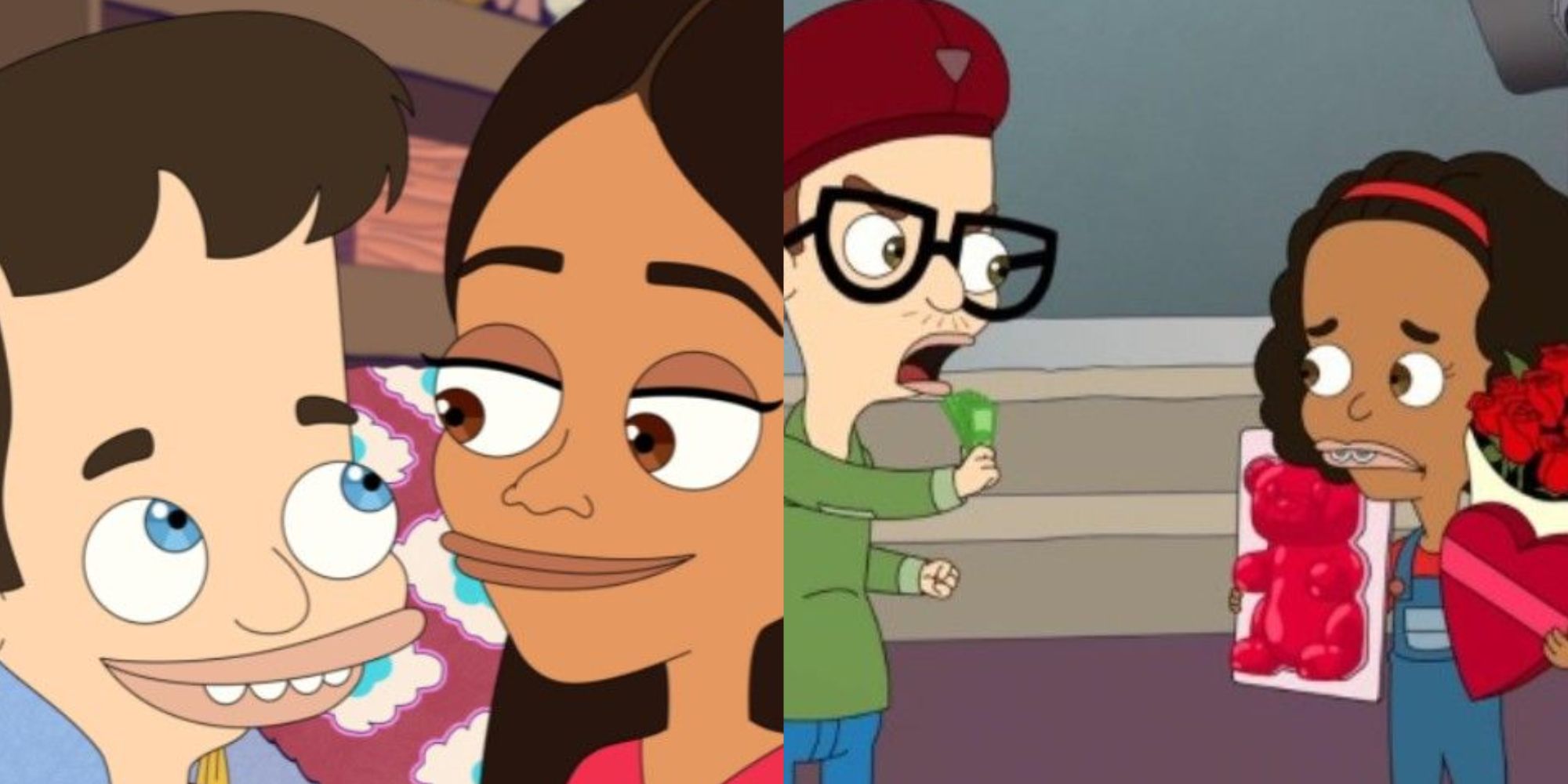 Split image of couples on Big Mouth