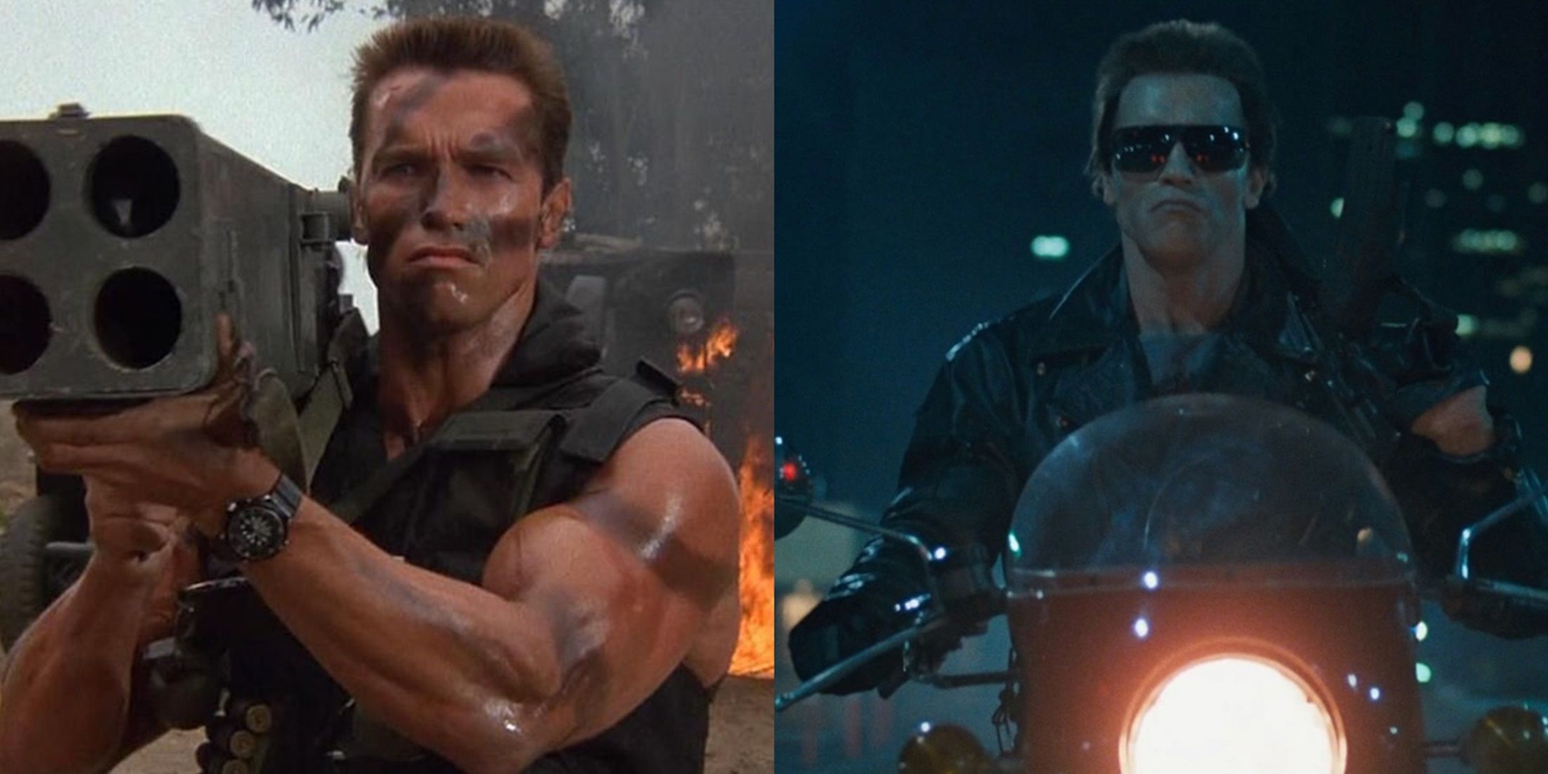 Split_image_of_Arnold_Schwarzenegger_with_a_rocket_launcher_in_Commando_and_riding_a_motorcycle_in_The_Terminator