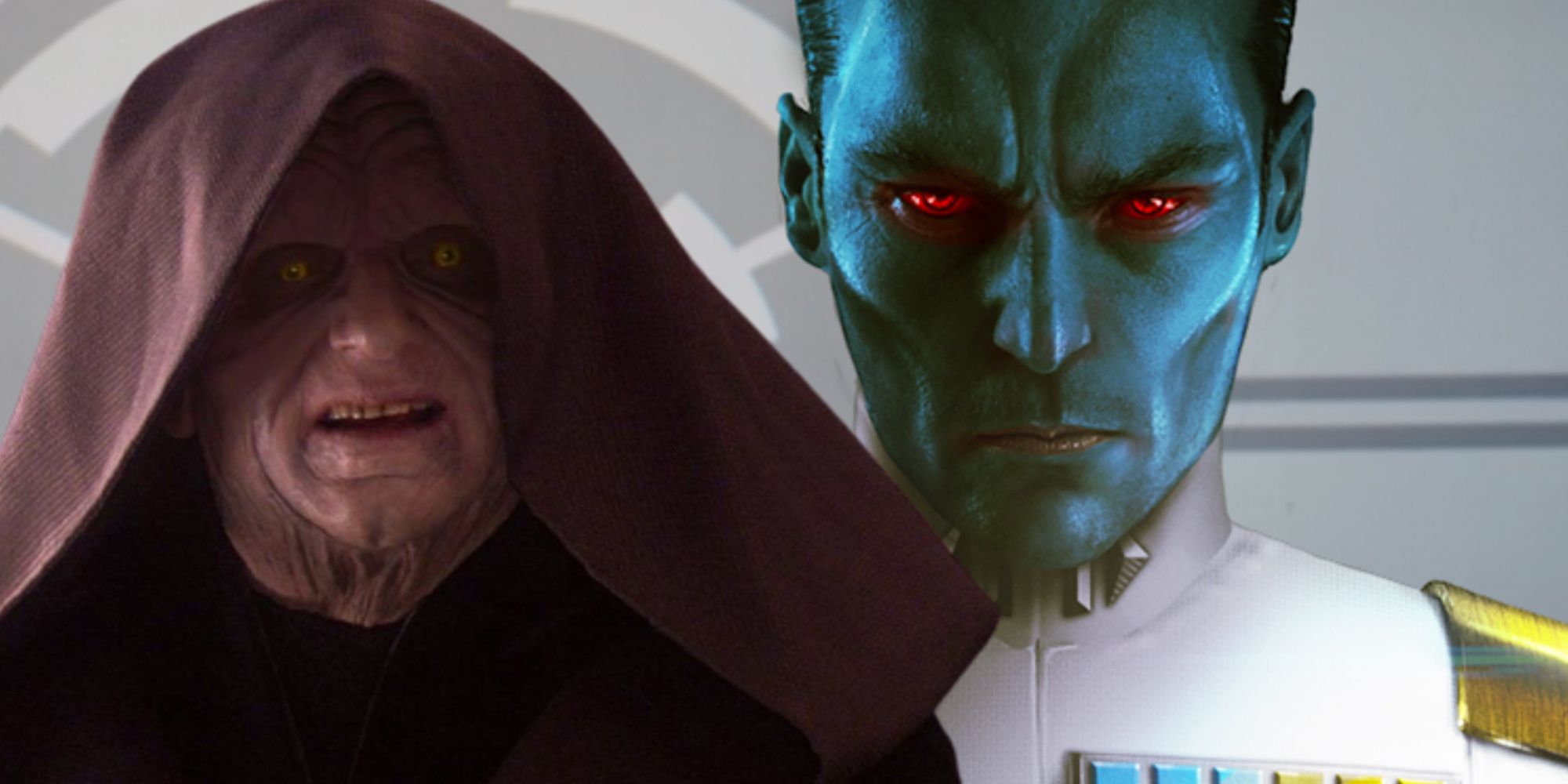 Imperador Palpatine e Grande Almirante Thrawn de Star Wars.