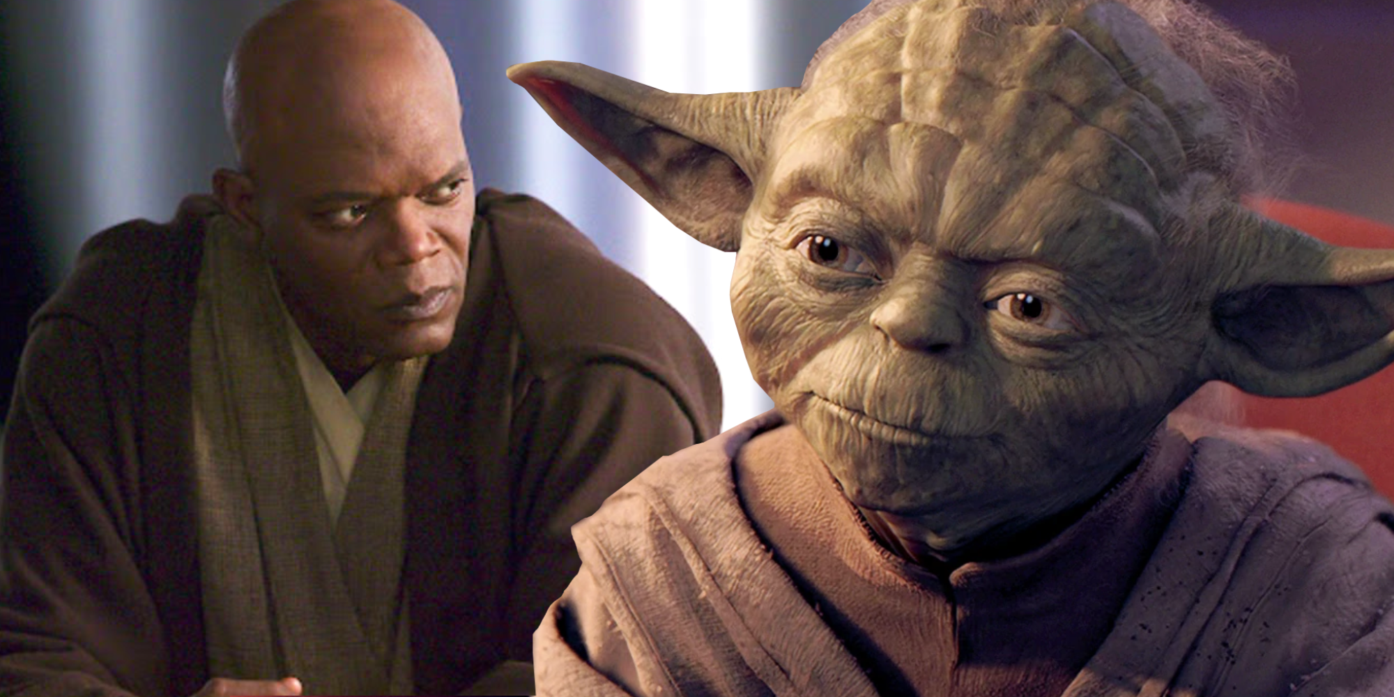 Star Wars' Yoda and Mace Windu on the Jedi Council