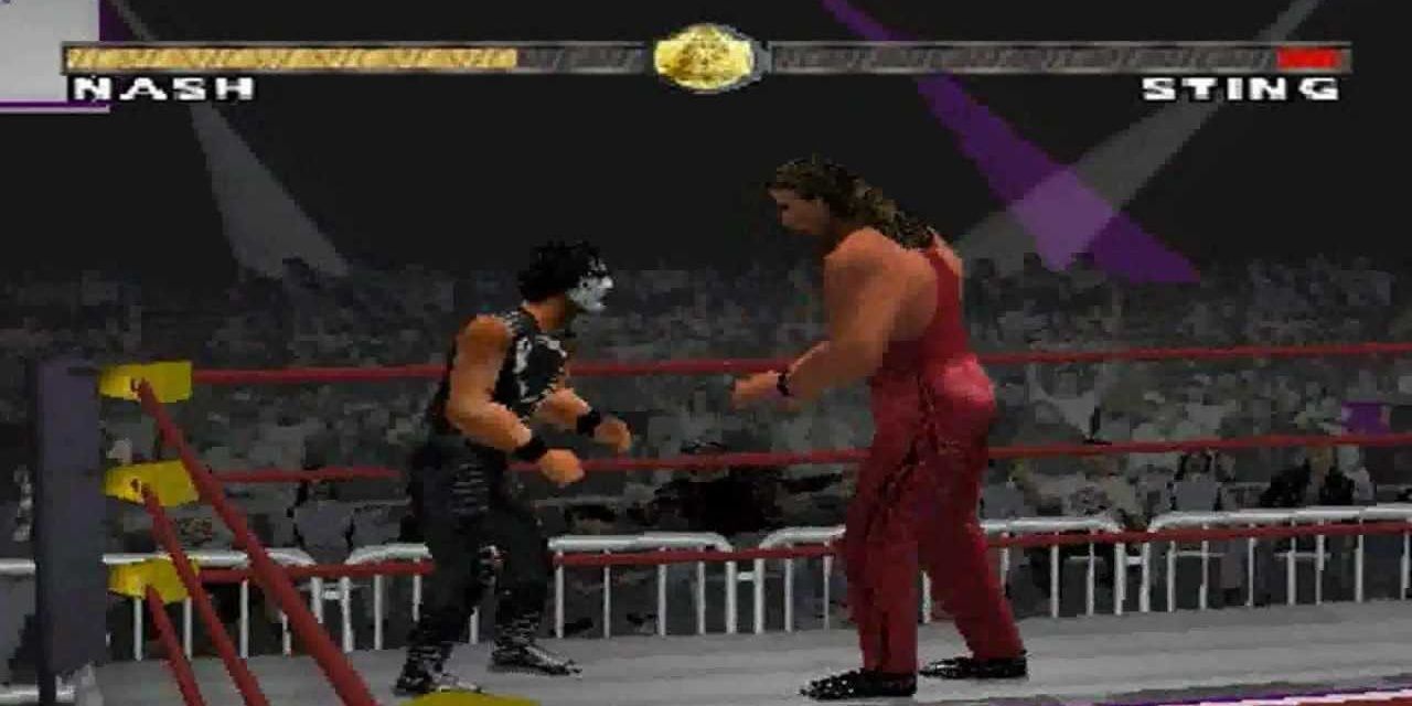 Sting and Kevin Nash fighting in WCW Nitro 