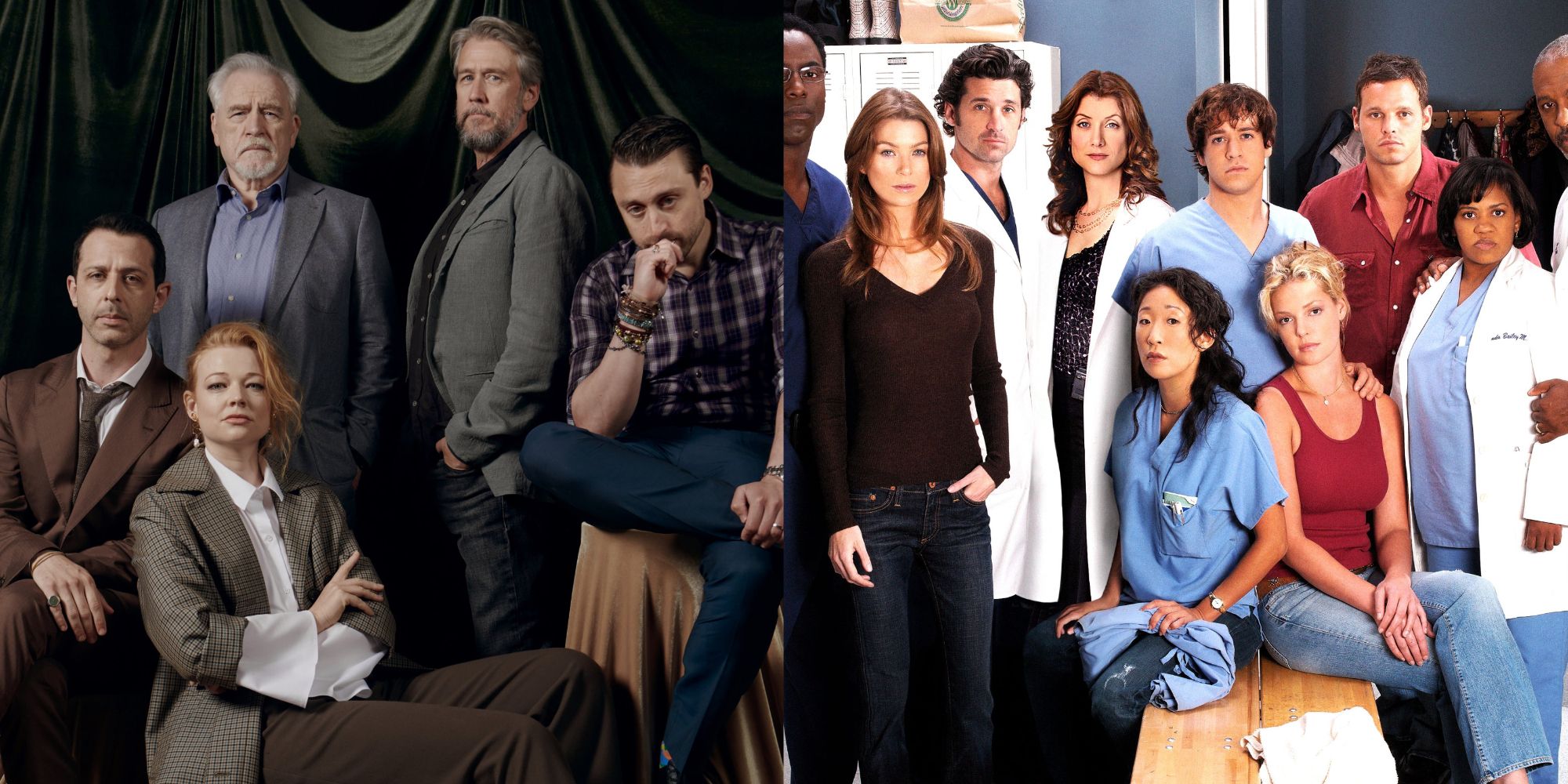Succession and Grey's Anatomy cast photos split