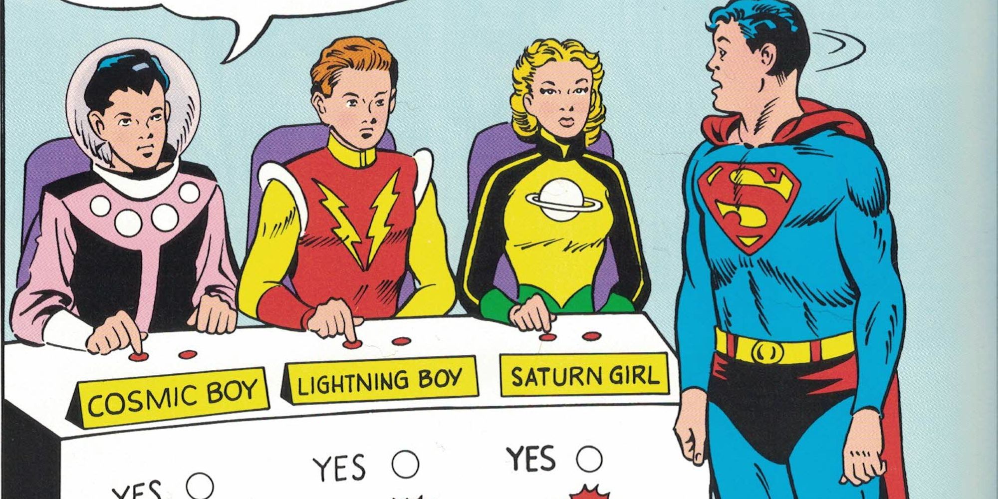 Superboy meeting the Legion Of Super-Heroes in Adventure Comics #247