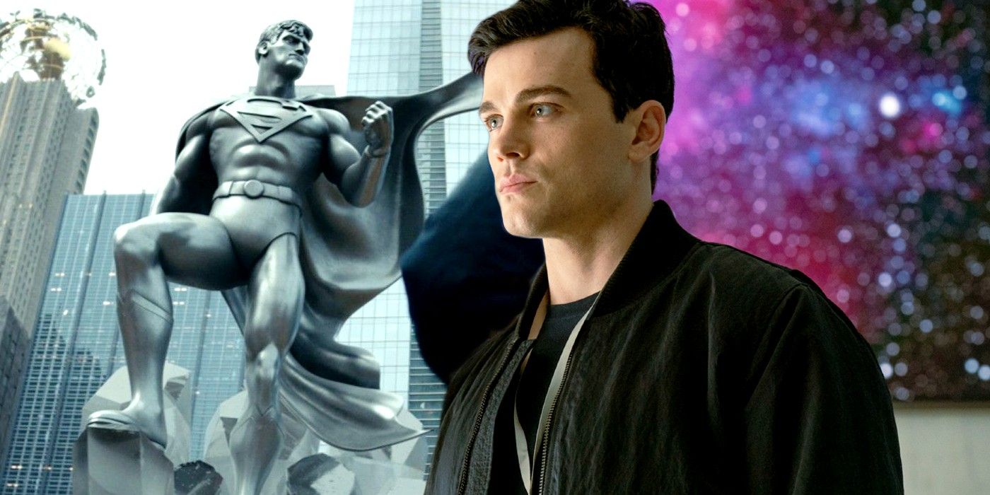 Superman statue and Joshua Orpin as Conner Superboy in Titans