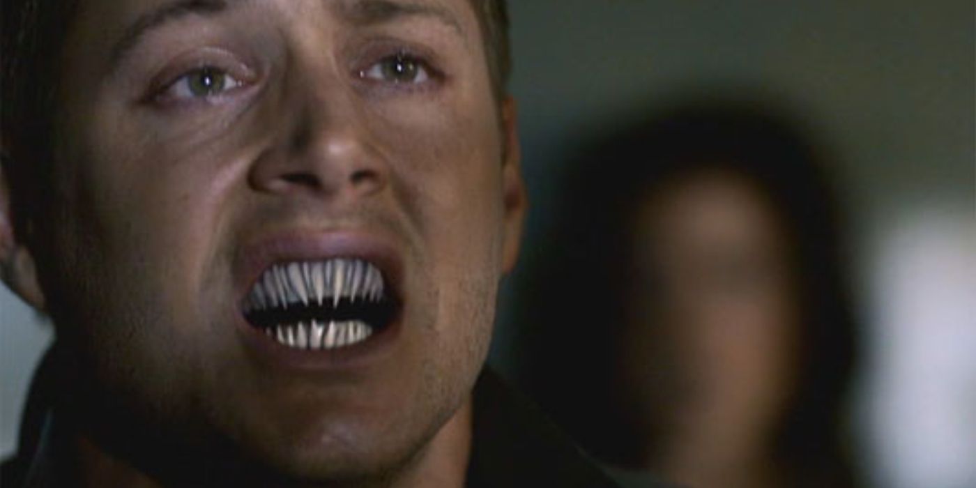 Dean bearing his teeth in Supernatural