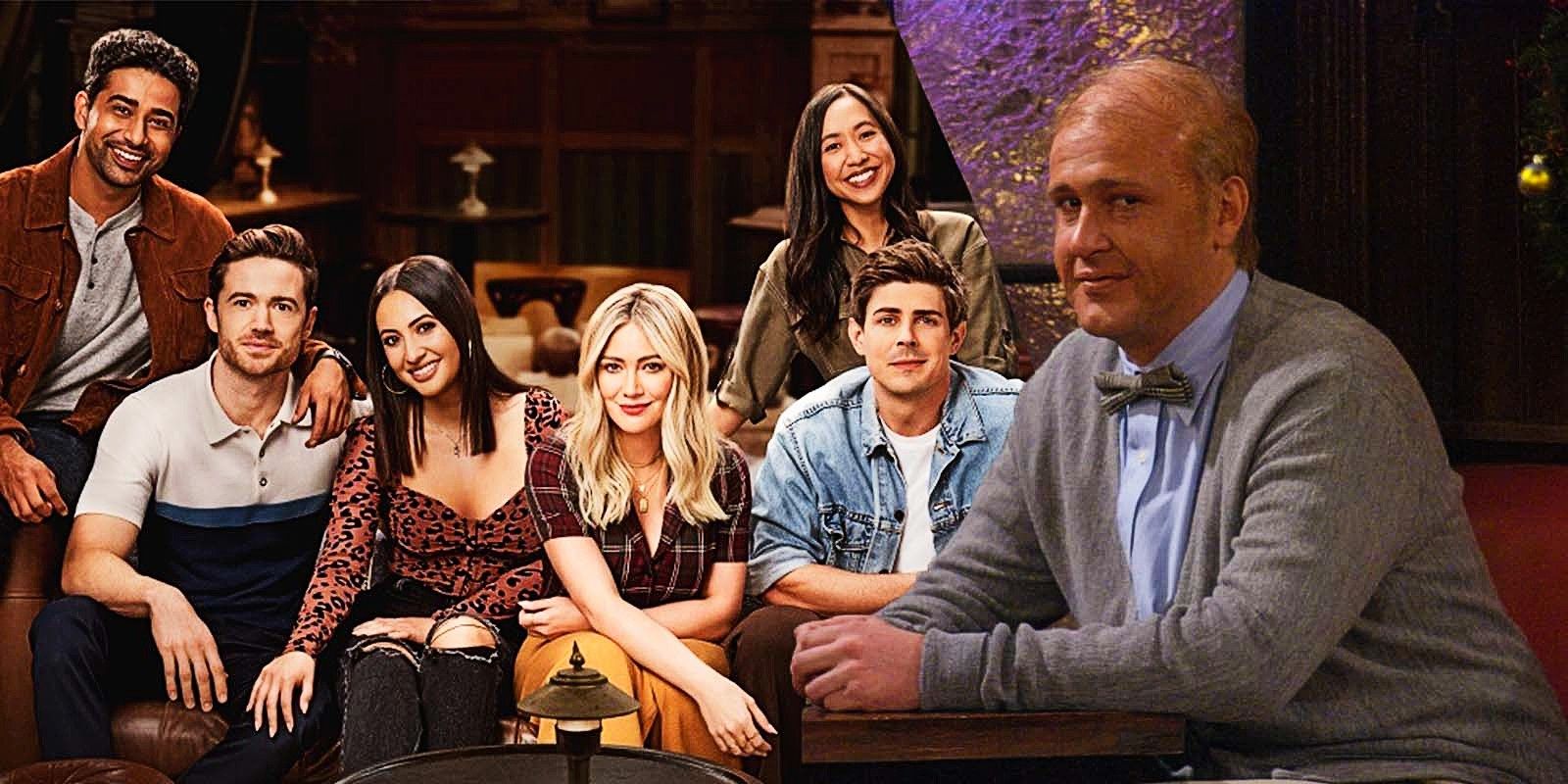 Suraj Sharma as Sid, Tom Ainsley as Charlie, Francia Raisa as Valentina, Hilary Duff as Sophie, Christopher Lowell as Jesse, Tien Tran as Ellen in How I Met Your Father and Jason Segel as Marshall in How I Met Your Mother.