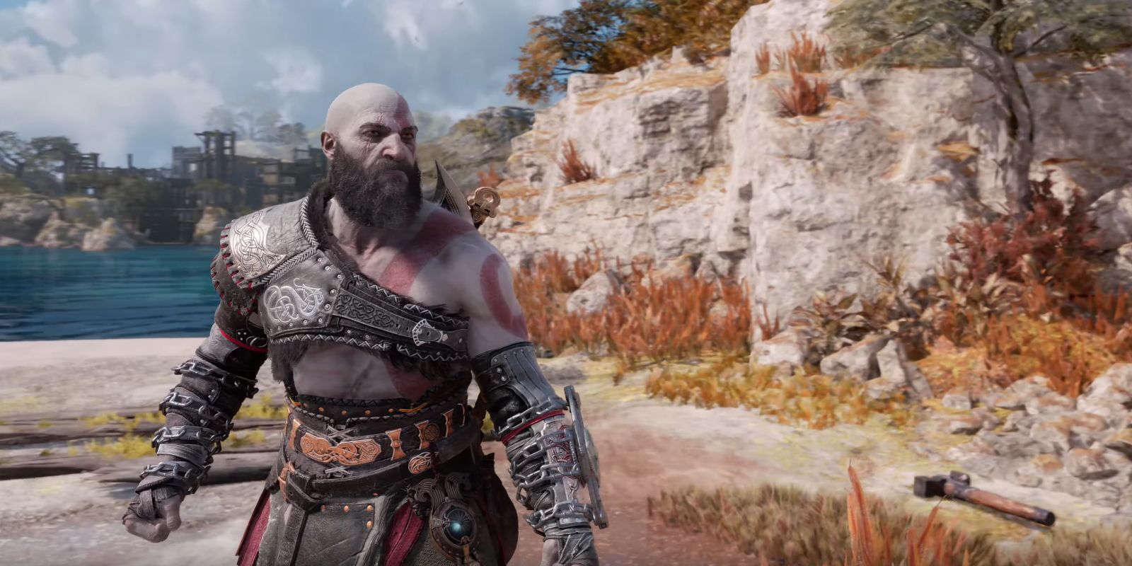 Kratos wearing the Survival Armor in God of War Ragnarok.