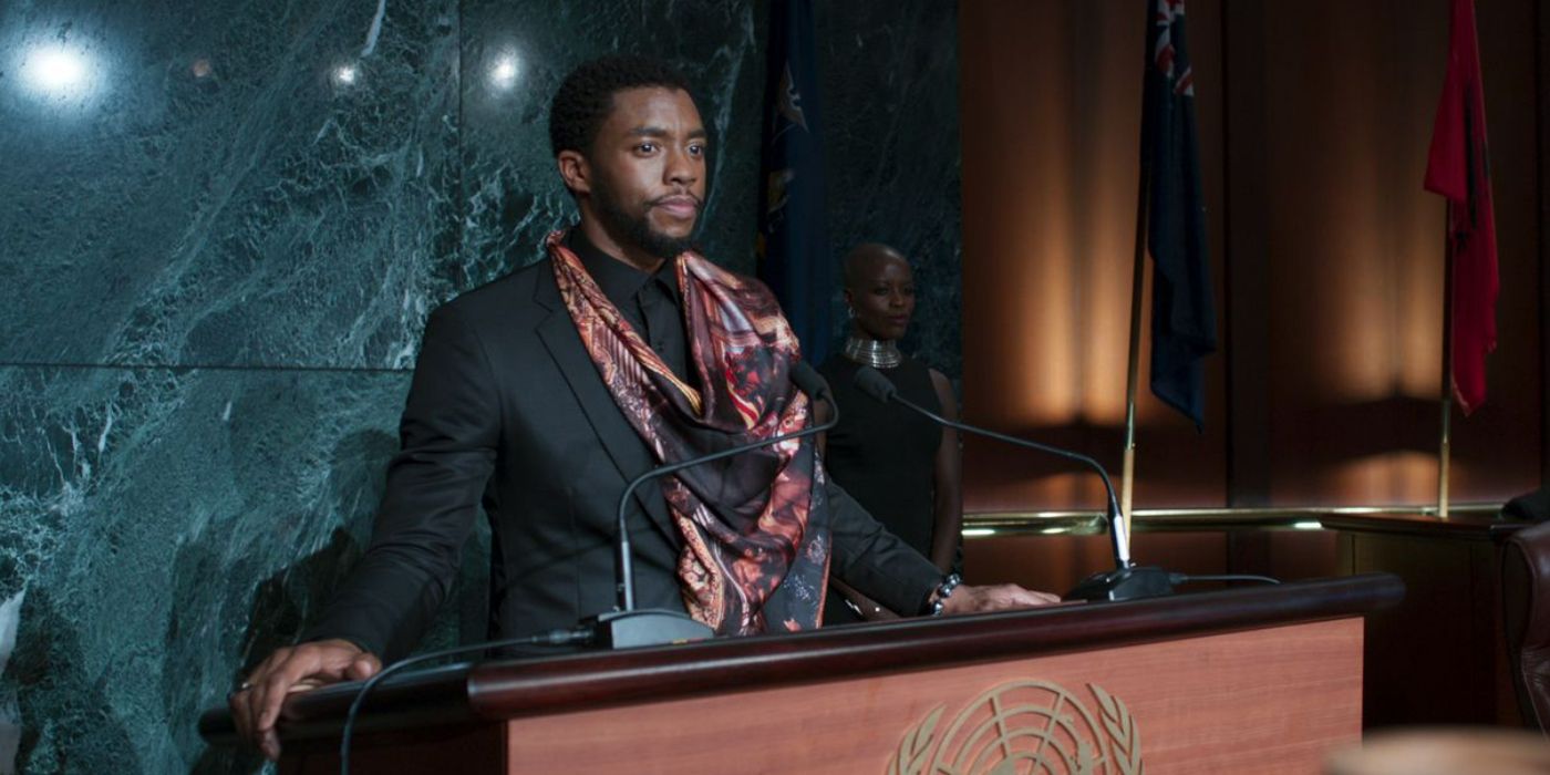 T'Challa speaks to the UN in Black Panther