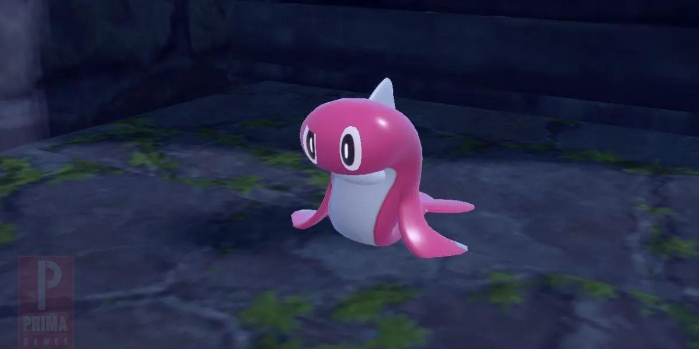 Tatsugiri on the ground looking intently in Pokémon Scarlet and Violet.