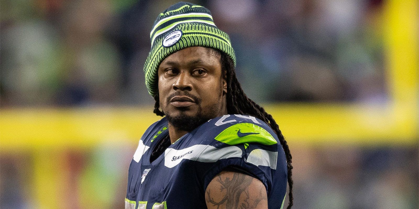 Marshawn Lynch on the field