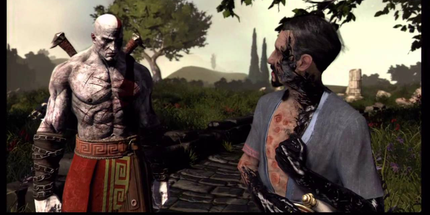 Orkos talking to Kratos in God of War Ascension