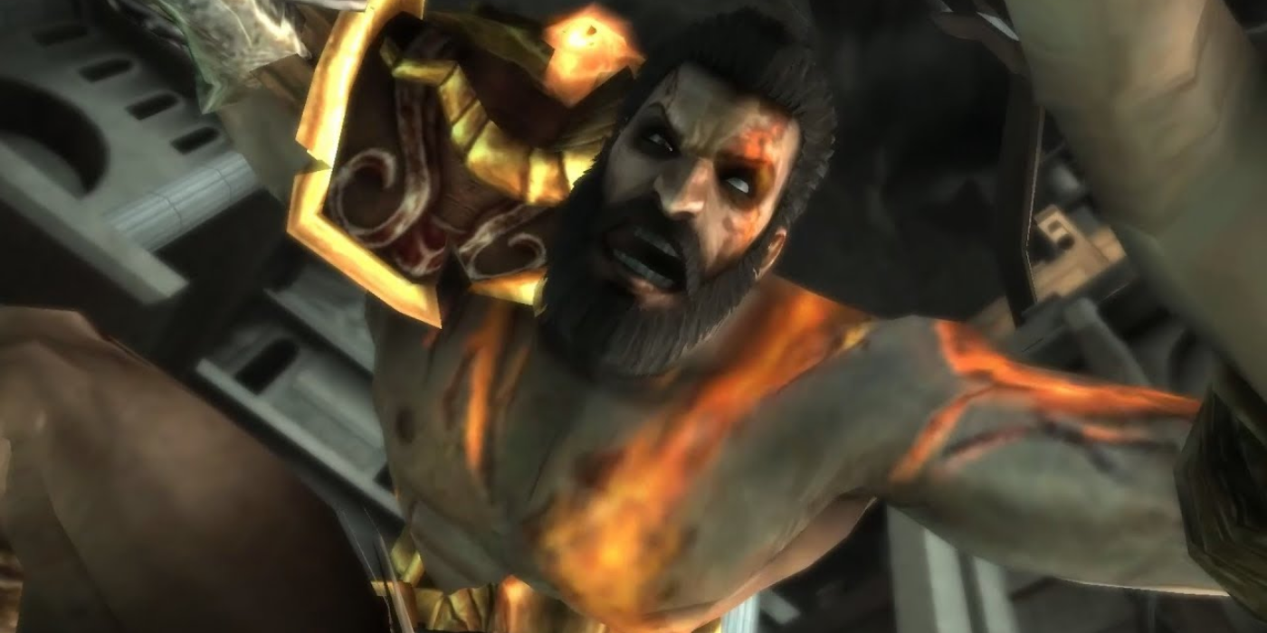 Deimos screaming to the heavens in God of War