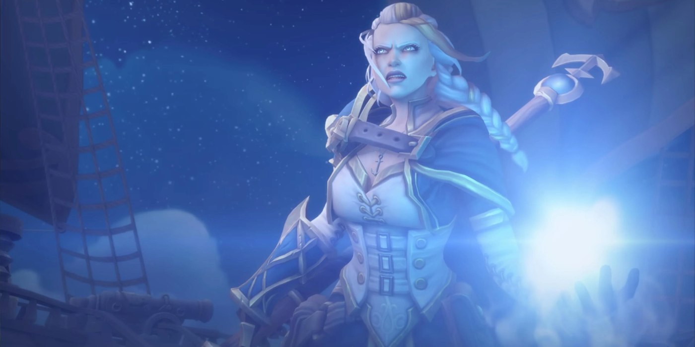 An angry Jaina casting spells in Warcraft