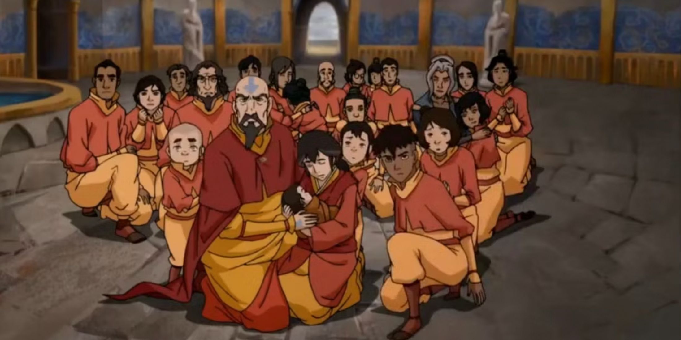 Tenzin with the new airbenders in Legend of Korra