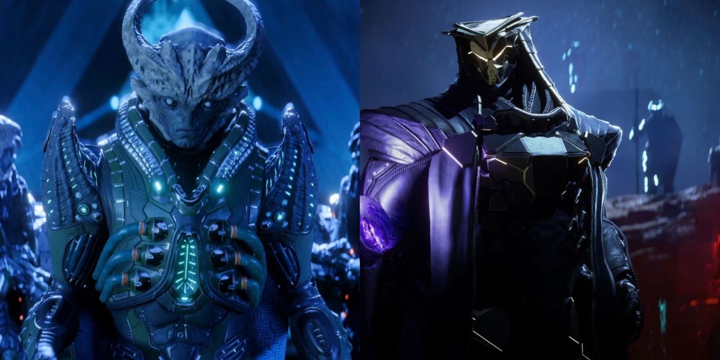 Imagem dividida do Arconte em Mass Effect: Andromeda and the Dominion in Anthem.