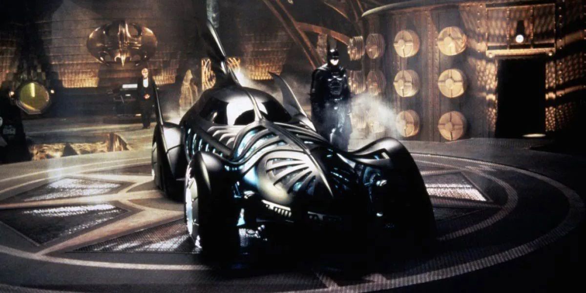 The Batmobile parked in Batman Forever