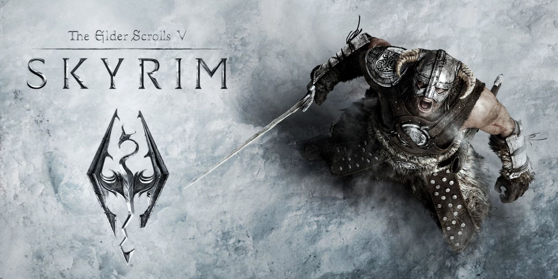 The Dragonborn from The Elder Scrolls V: Skyrim shouting into the air.