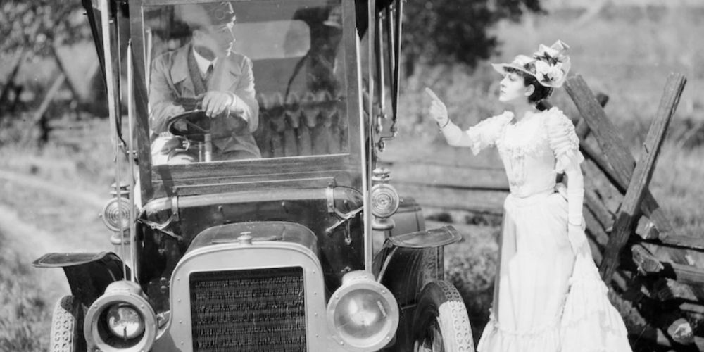 A scene from the Silent Era movie, The First Auto (1927)