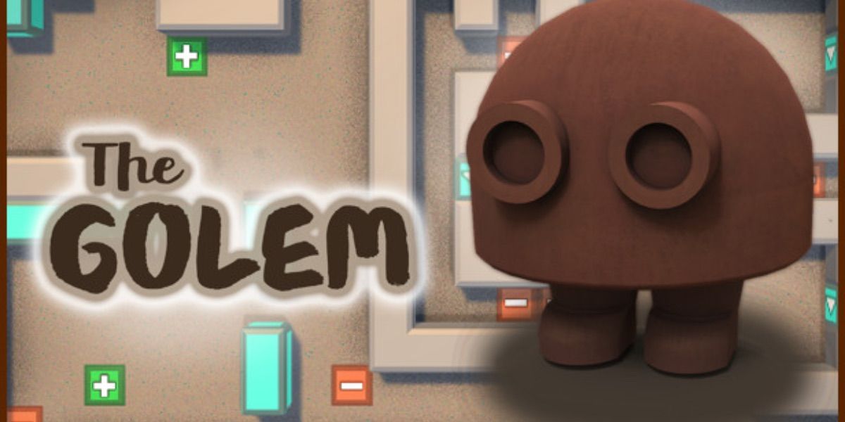 A cute wooden figure appears in a banner image for the game The Golem