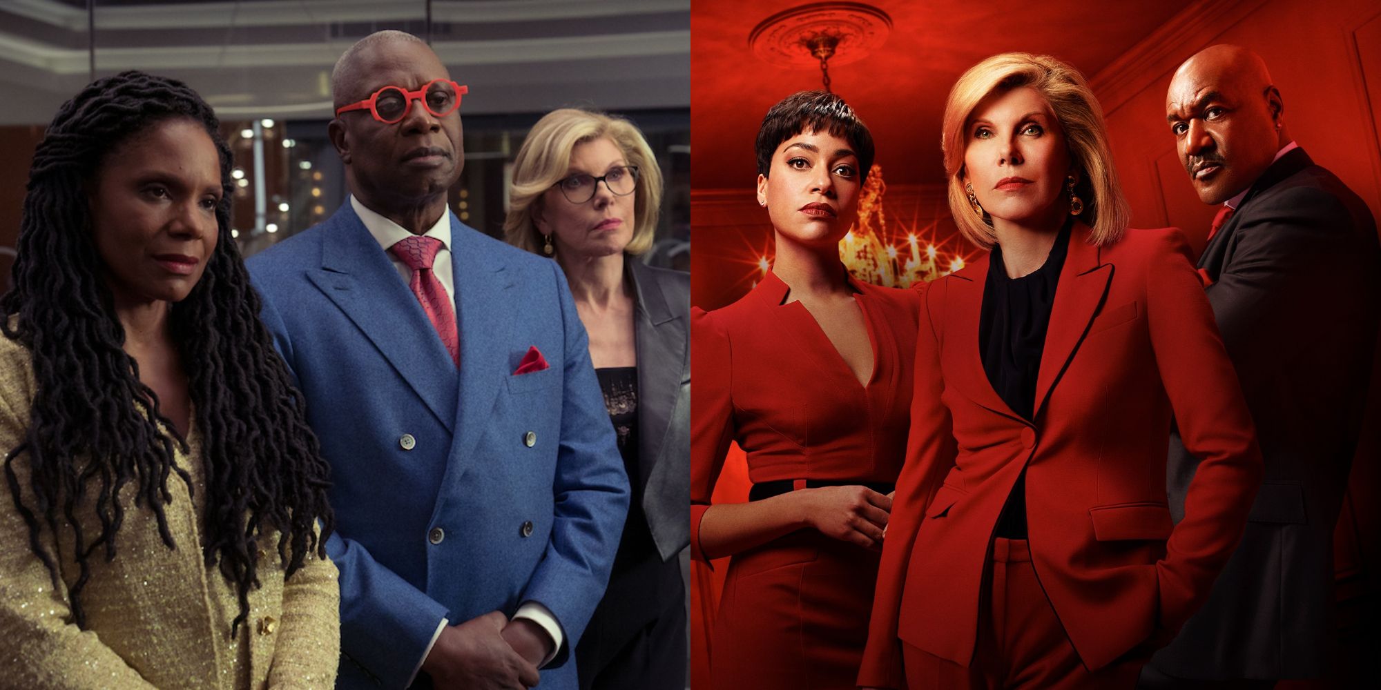 Two images of the cast of The Good Fight