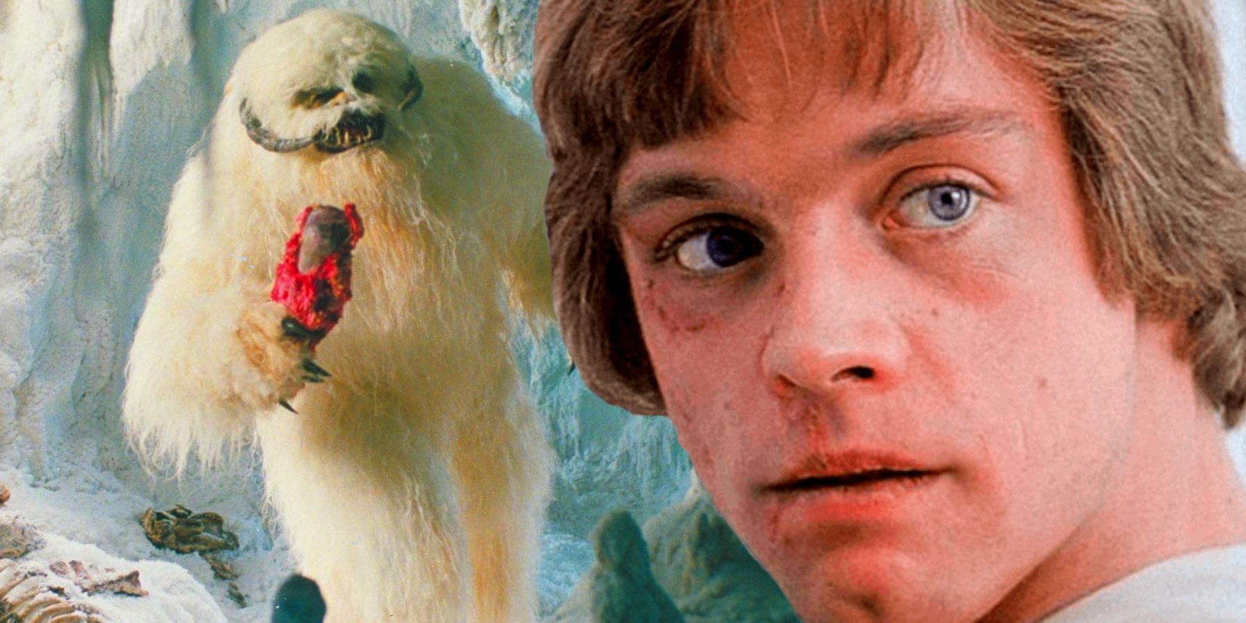 Custom image of a Wampa and Mark Hamill's injured face in Star Wars: The Empire Strikes Back