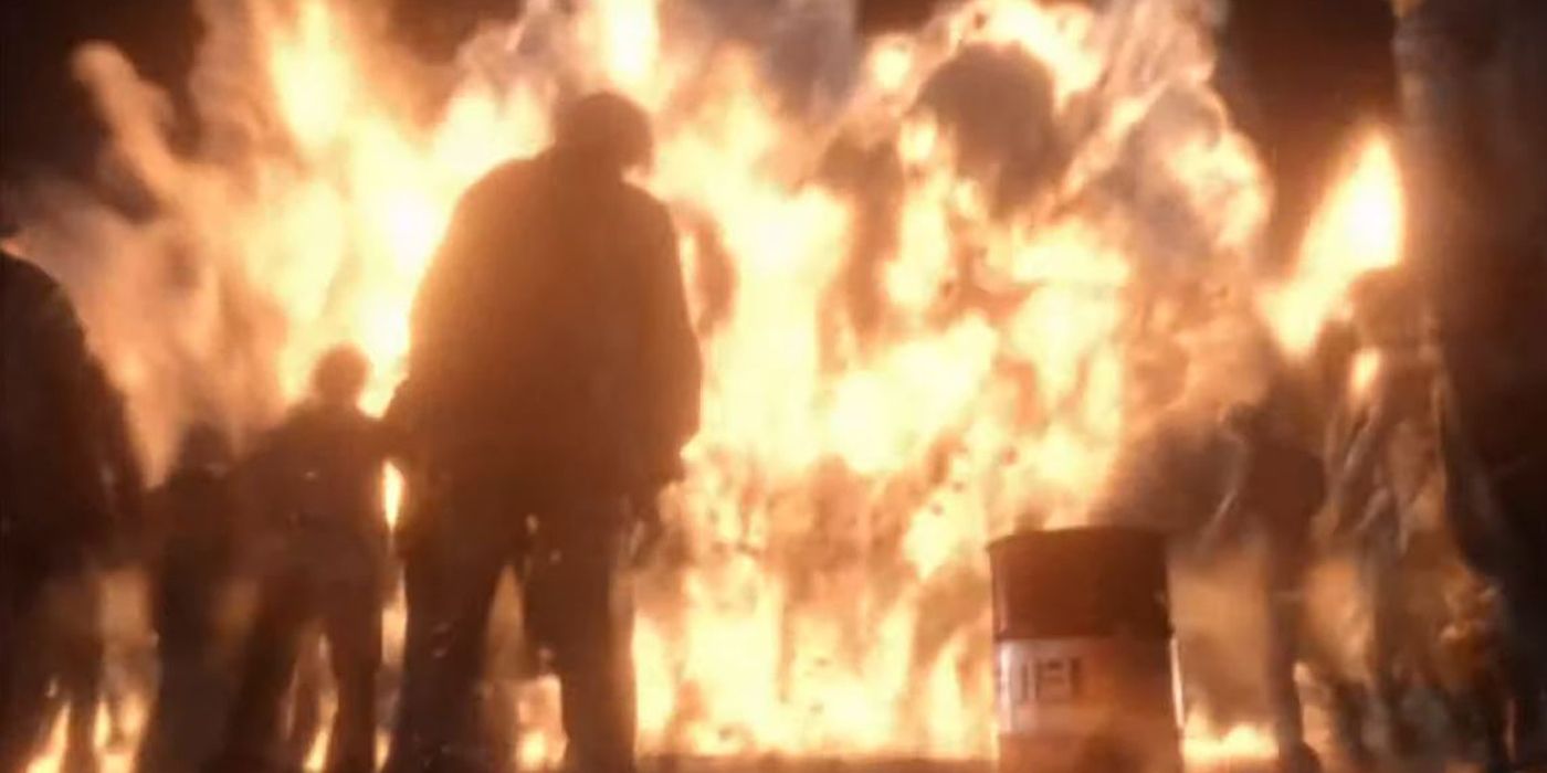 The Walking Dead explosion at the end.