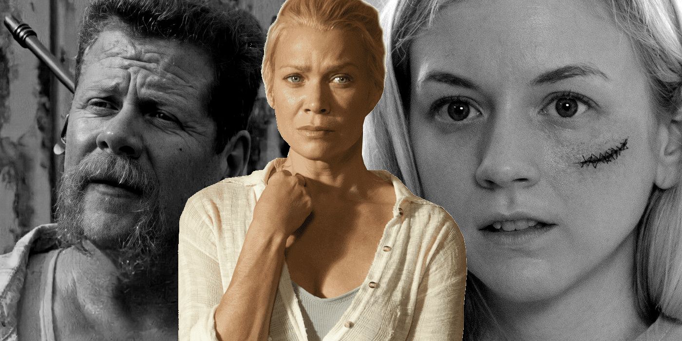 The Walking Dead: Split image of Abraham Ford (Michael Cudlitz), Andrea (Laurie Holden), Beth Greene (Emily Kinney)