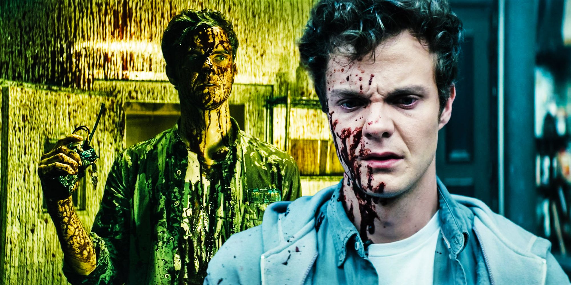 The boys hughie covered in guts and blood