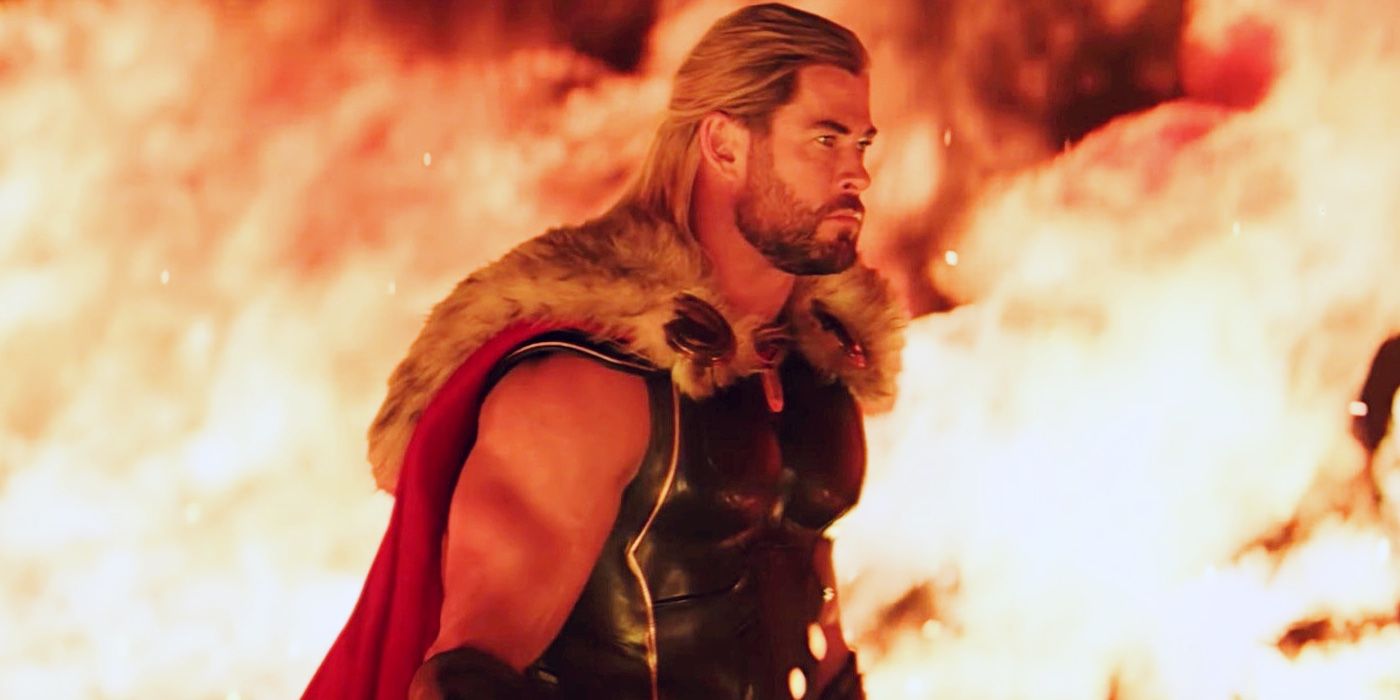 Thor walking in front of fire