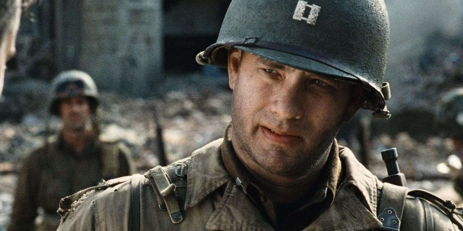 Tom Hanks in a warzone in Saving Private Ryan