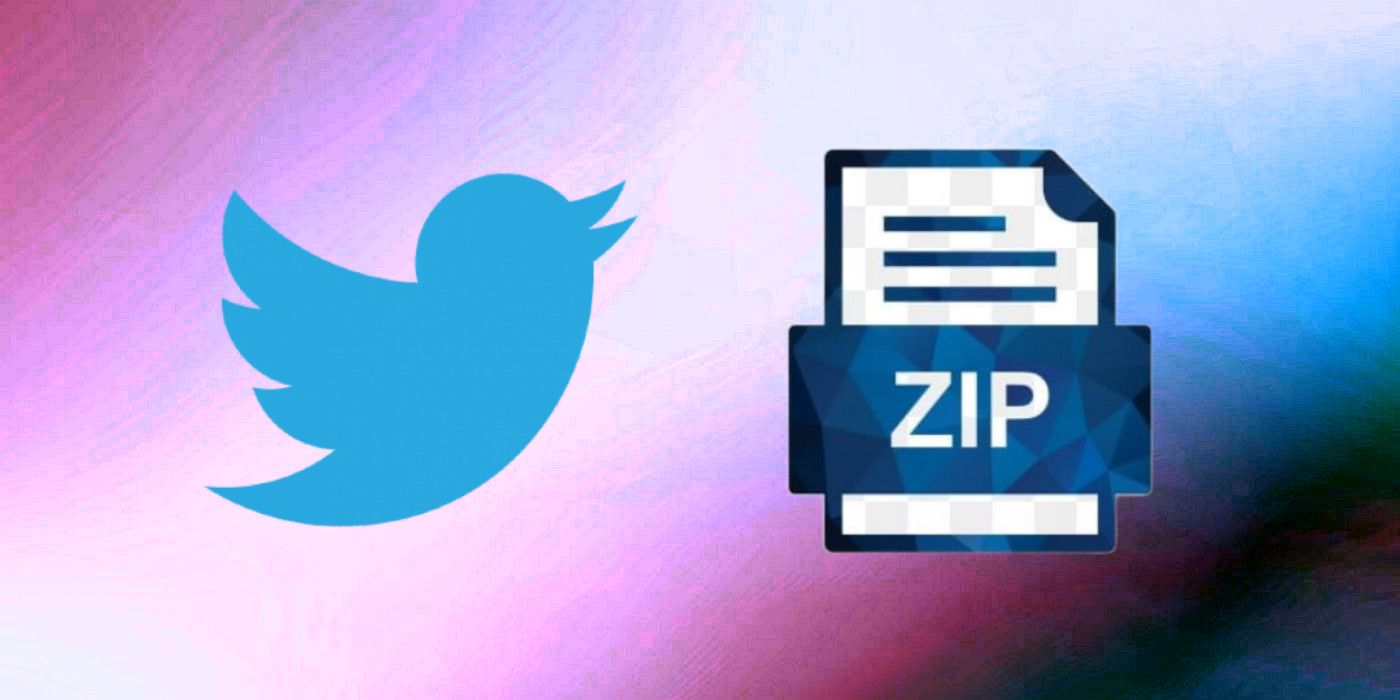 Twitter logo with ZIP file