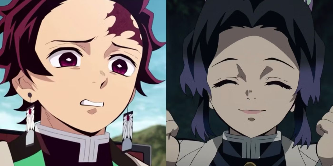 Two side by side images of characters from Demon Slayer