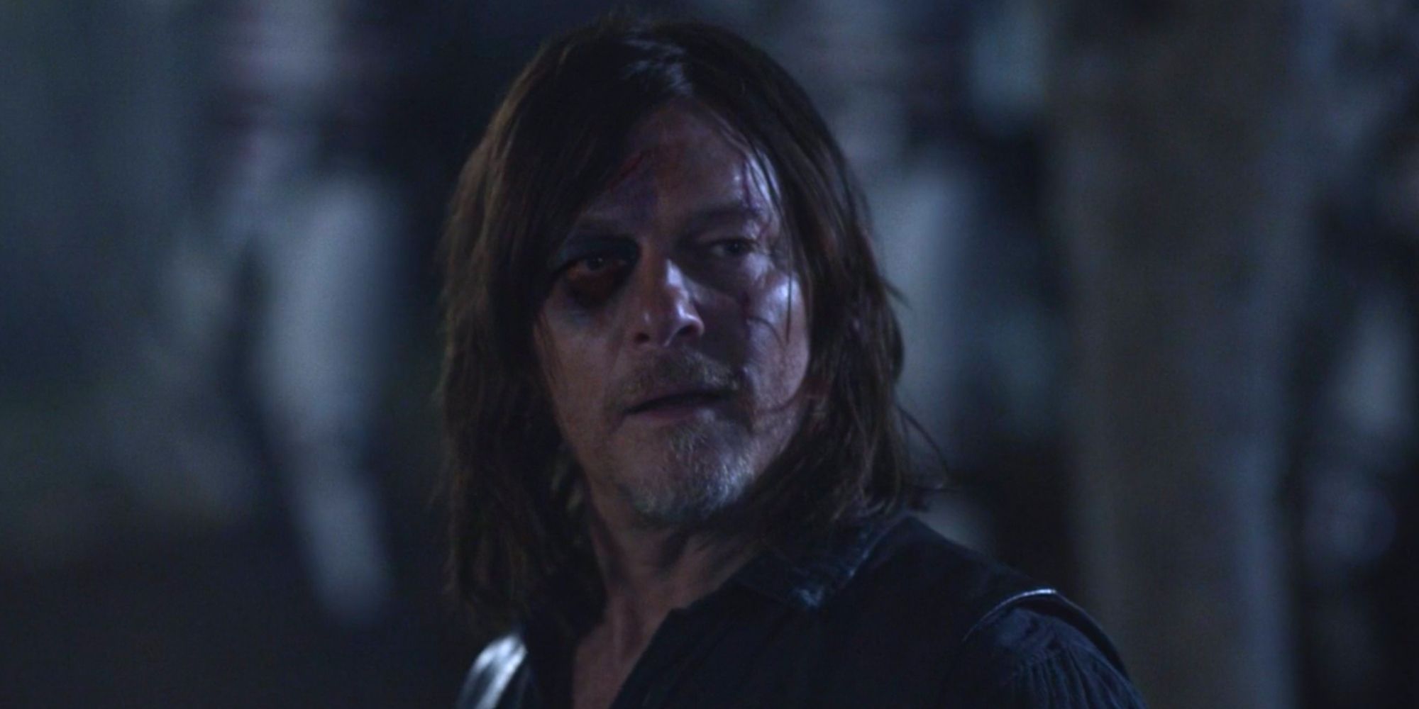 Norman Reedus as Daryl Dixon with black eye in The Walking Dead finale