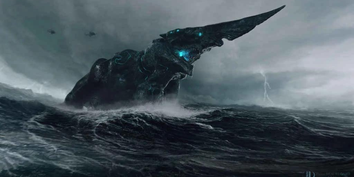 Uma imagem de Knifehead, o monstro de Pacific Rim de Guillermo del Toro