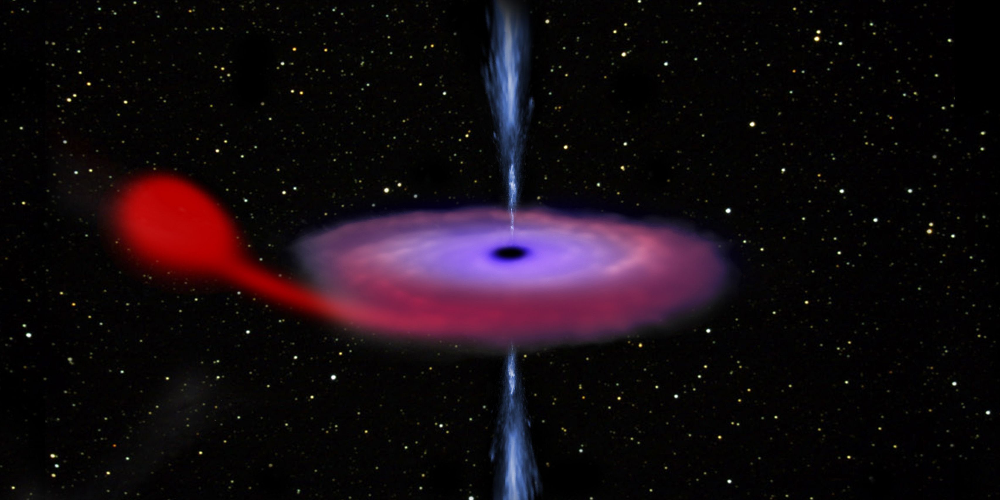 An artist's illustration of black hole V404 Cygni