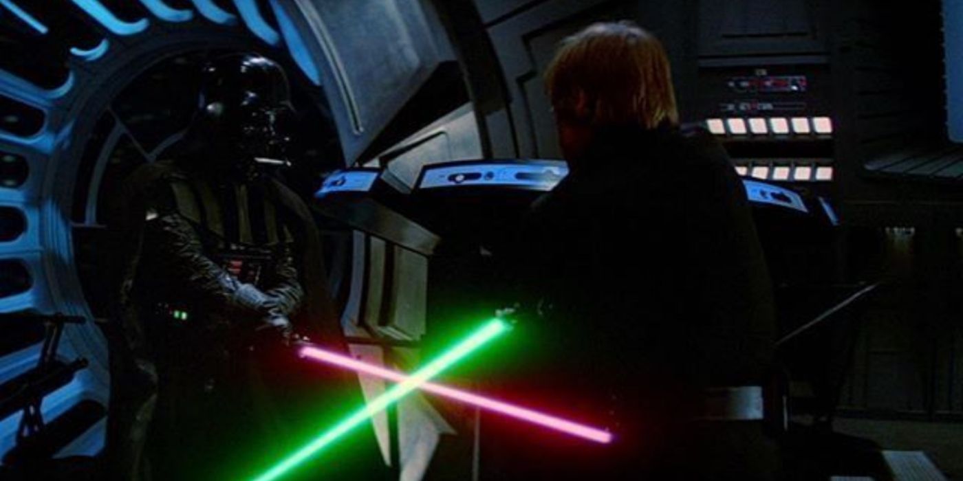 Vader fighting Luke on the Death Star in Return of the Jedi.
