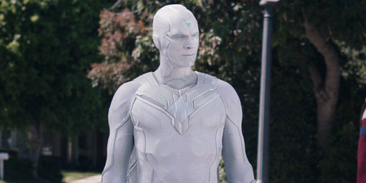 Vision standing in the street in Wanda Vision