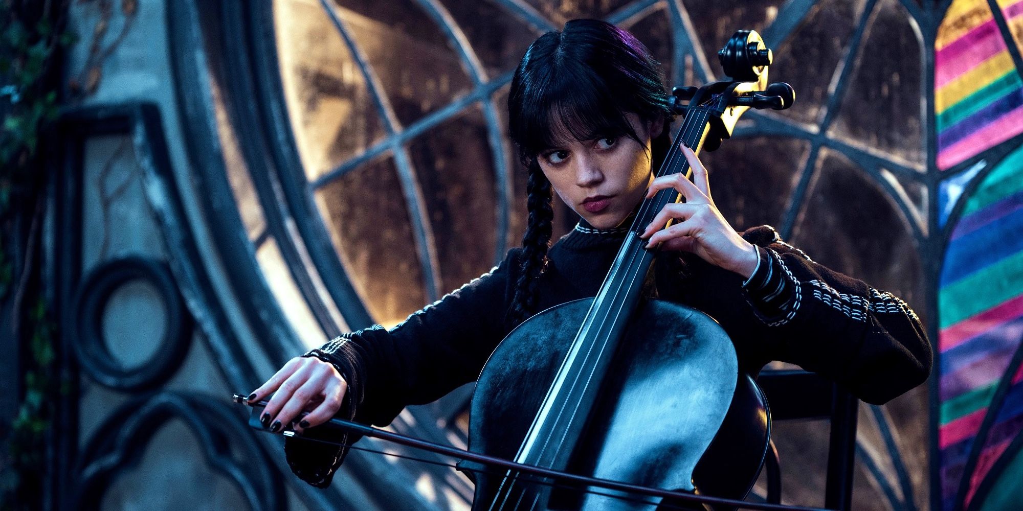 Wednesday Addams toca violoncelo na quarta temporada 1