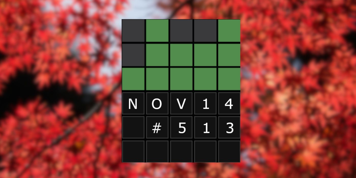 November 14th Wordle Grid With Maple Leaves in The Background