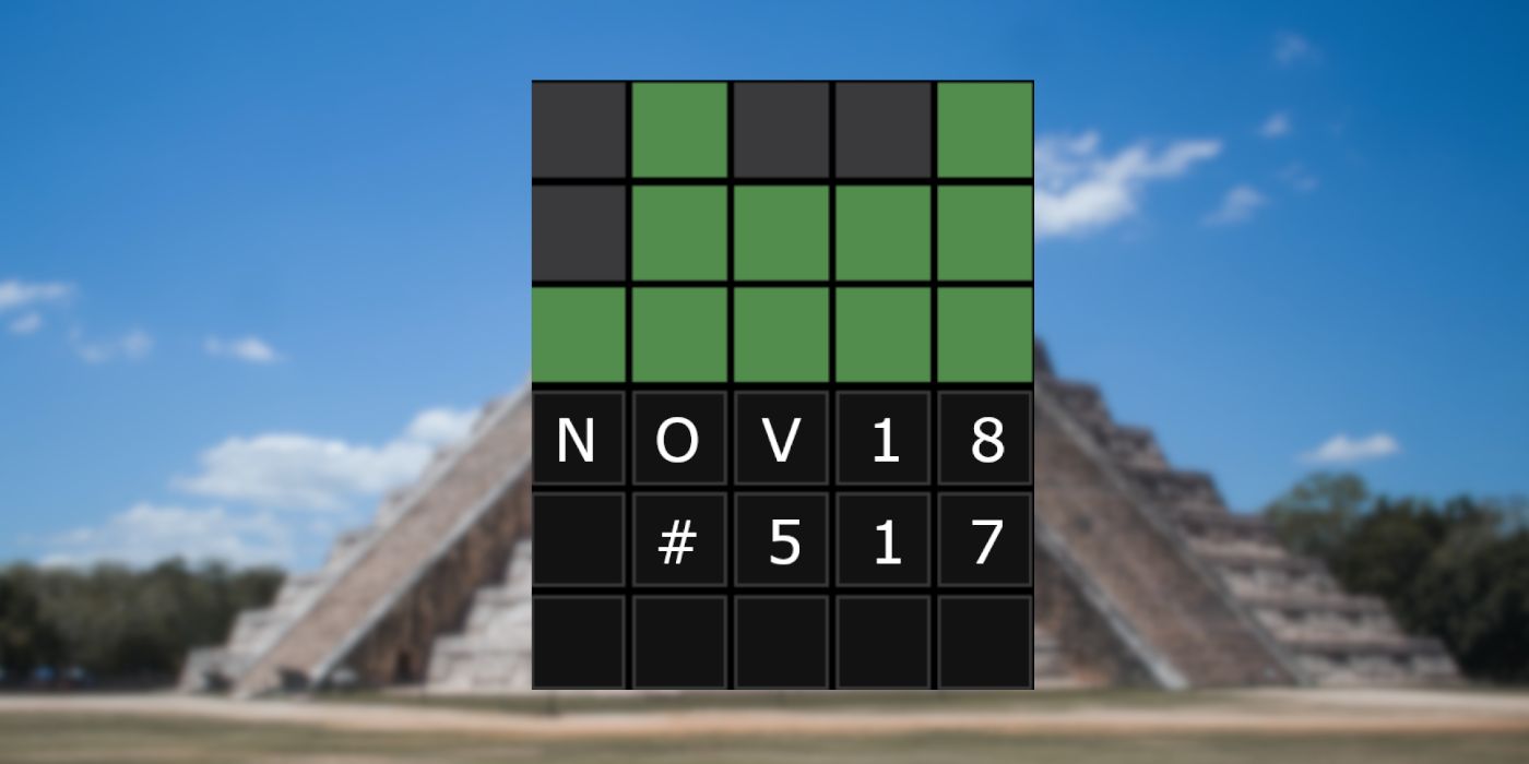 18 November Wordle Grid dengan Piramida Maya di Latar Belakang