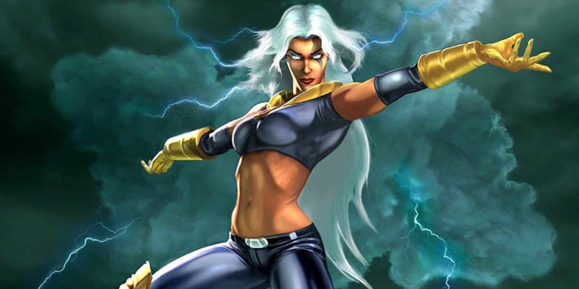 Loading screen artwork showing Storm in the sky in X-Men Legends