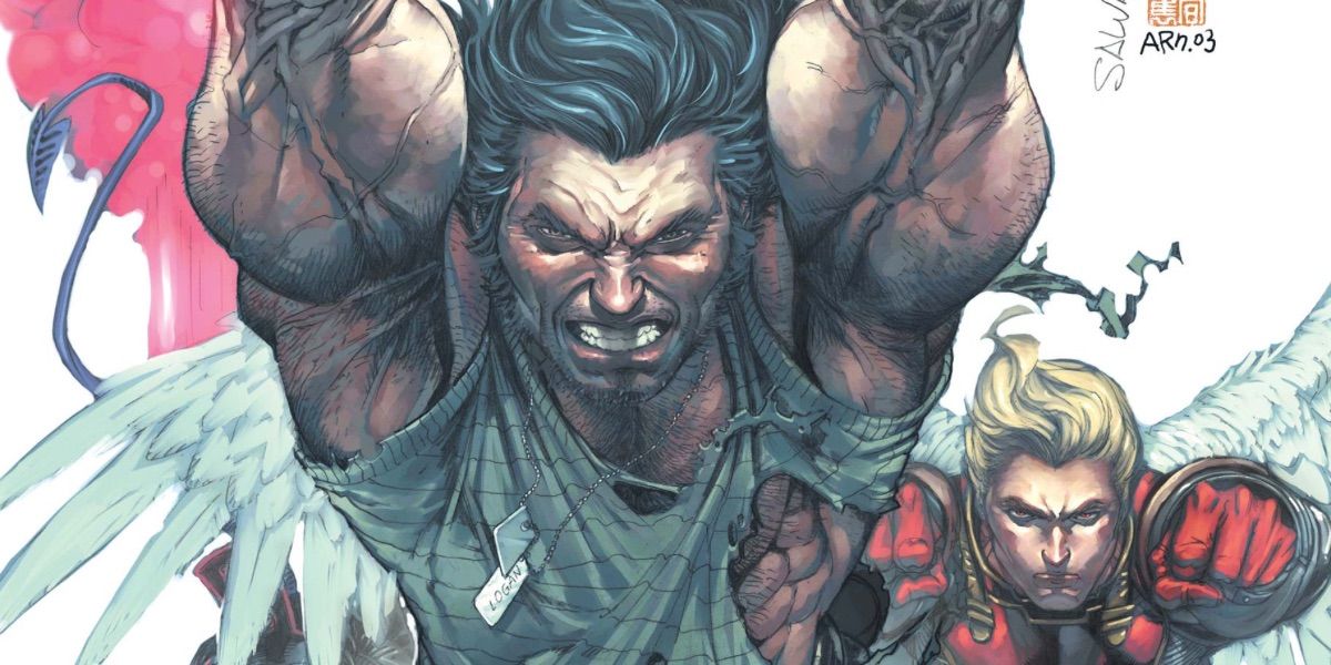 Wolverine and Angel jump into action from the cover of Marvel Comics 