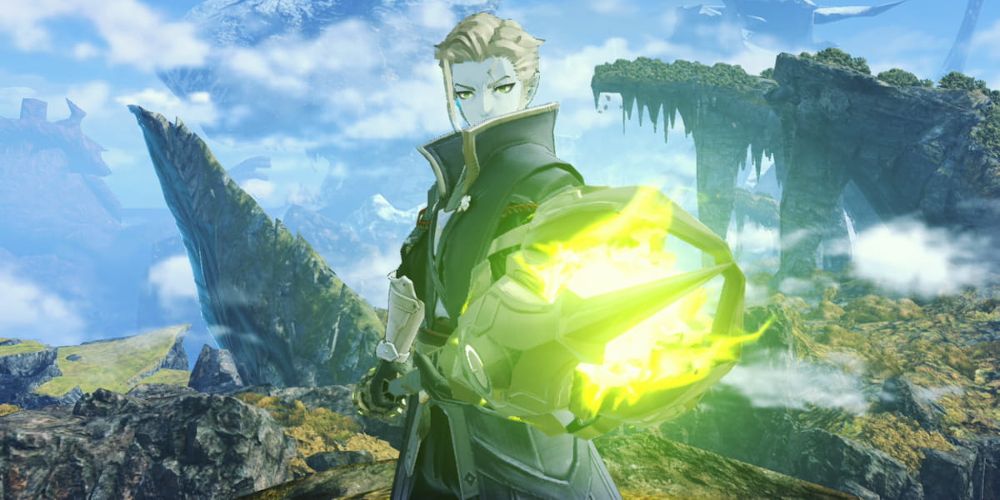 Teach segura uma arma brilhante em Xenoblade Chronicles 3