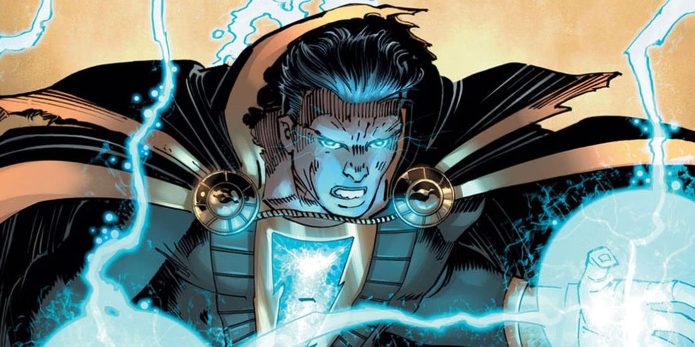 Black Adam using his electric powers in the comics