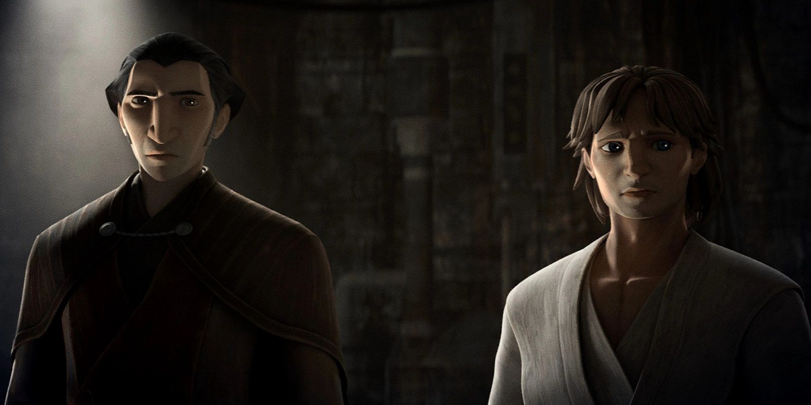 O jovem Qui-gon jinn e o conde dookan em Star Wars Tales of the Jedi